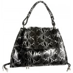6126 Tempest Shoulder Bag Black and Silver Python Print Leather