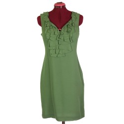 Banana Republic Green Silk Dress Size 4P Ruffles